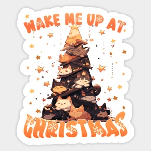 Wake Me Up at Christmas - Catmus Chrismas Tree Sticker